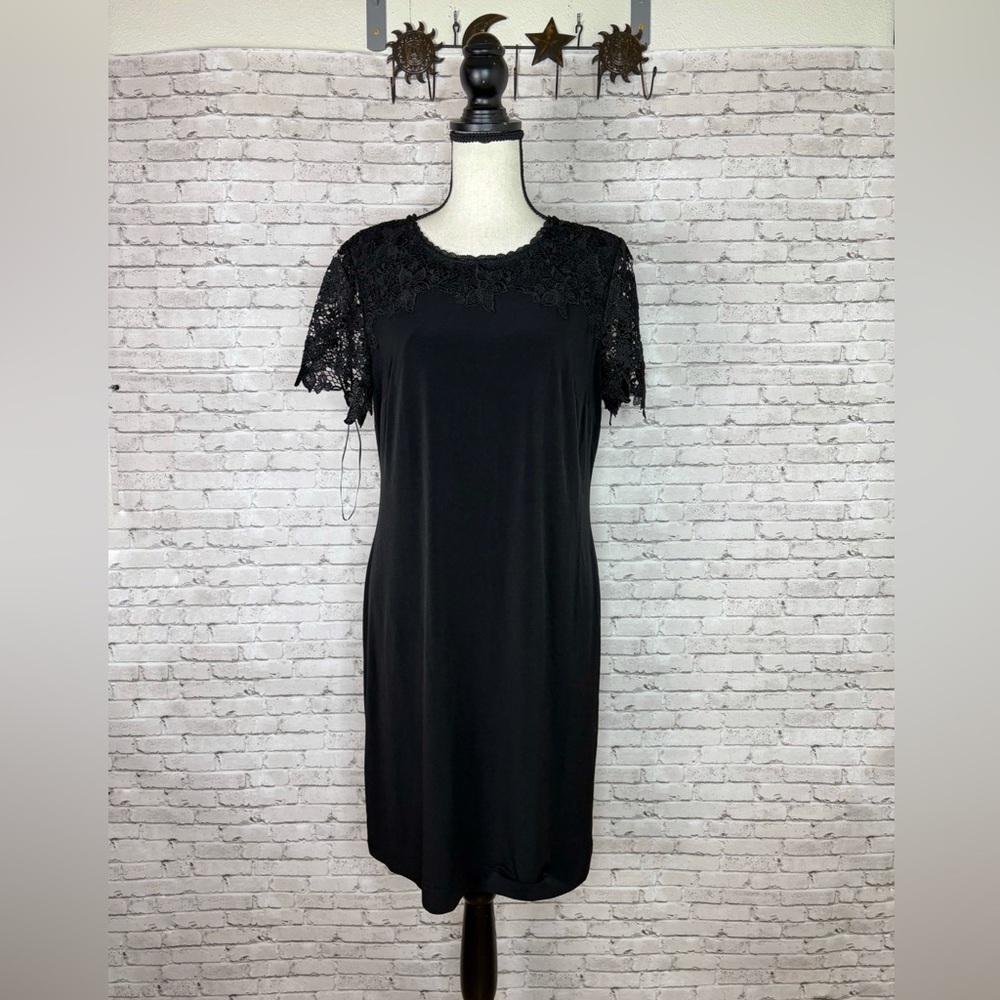 Karl Lagerfeld Black Crochet Lace Overlay Dress